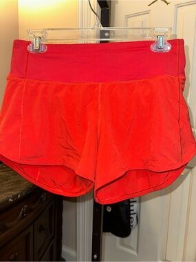 lululemon athletica speed ups 6 tall Women’s Red-Orange Athletic Shorts